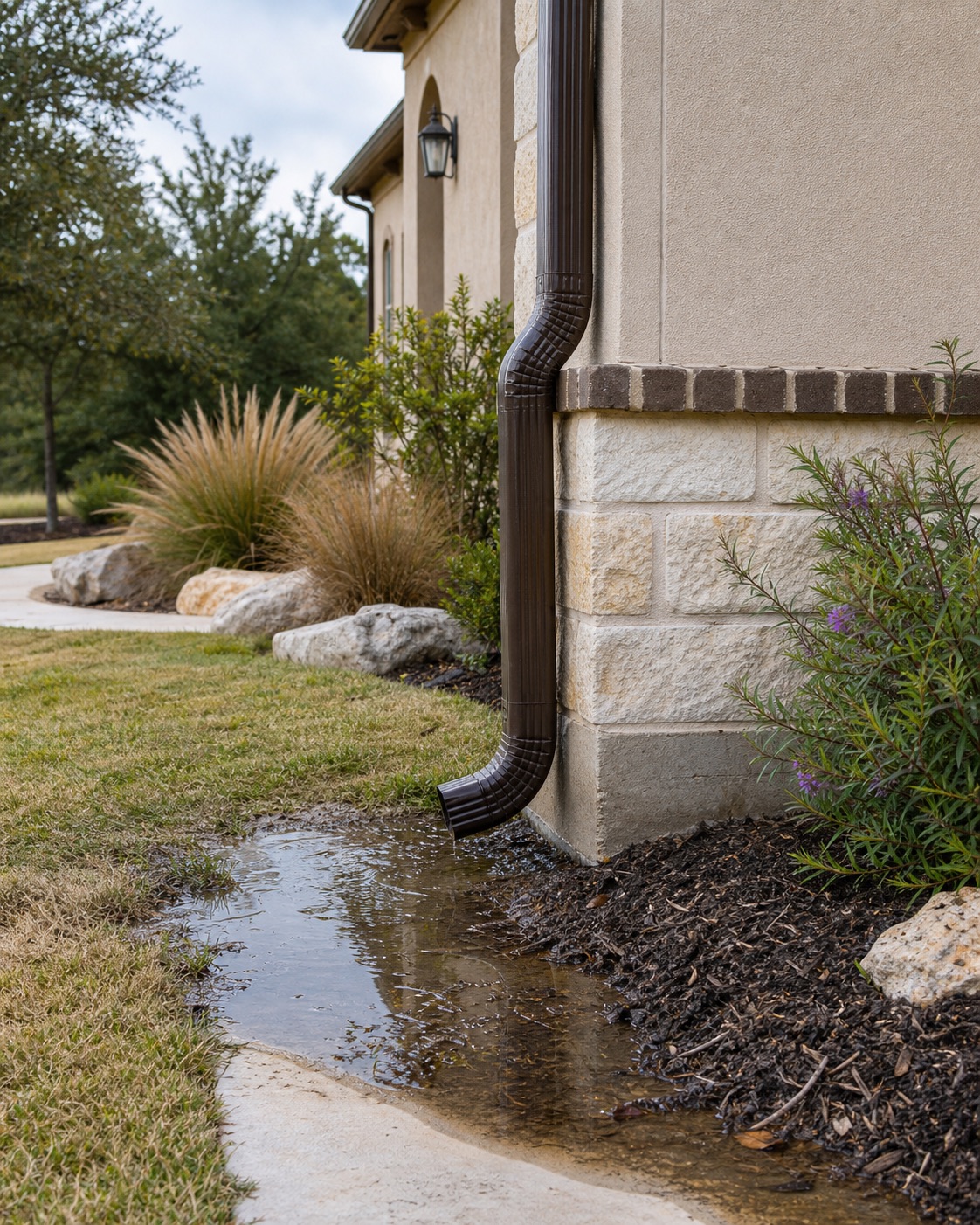 Water pooling near a foundation